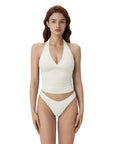 Double Lined V Neck Halter Backless Tank Tops-SUUKSESS-SUUKSESS