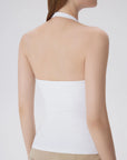 Cotton Ribbed V Neck Halter Tank Top