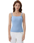 Cotton Rib Square Padded Tank Tops