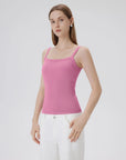 Cotton Rib Square Neck Padded Tank Tops-SUUKSESS-SUUKSESS