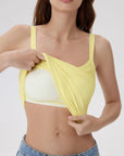 Cotton Rib Square Neck Padded Tank Tops-SUUKSESS-SUUKSESS