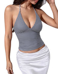 Halter V neck Tank Top