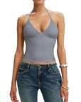 Halter V neck Tank Top