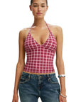 Halter V neck Tank Top