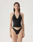 Halter V neck Tank Top-SUUKSESS-Black-XS-SUUKSESS