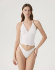 Halter V neck Tank Top-SUUKSESS-White-XS-SUUKSESS