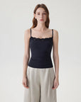 Double Lined Lace Cami Tank Top-SUUKSESS-Black-XS-SUUKSESS