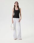 Cotton Ribbed Square Neck Tank Tops-SUUKSESS-SUUKSESS