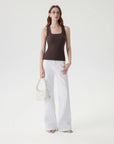 Cotton Ribbed Square Neck Tank Tops-SUUKSESS-SUUKSESS