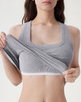 Cotton Ribbed Square Neck Tank Tops-SUUKSESS-SUUKSESS