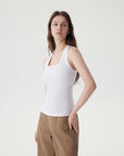 Cotton Ribbed Square Neck Tank Tops-SUUKSESS-SUUKSESS