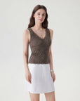 Lace Double Lined Lace V Neck Tank Top