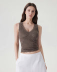 Lace Double Lined Lace V Neck Tank Top