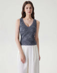 Lace Double Lined Lace V Neck Tank Top