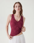 Lace Double Lined Lace V Neck Tank Top