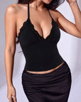 Lace Halter Going Out Tank Top