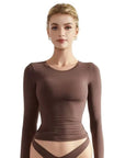 Buttery Soft Crew Neck Shirt - Long Sleeve-Clothing-SUUKSESS-Brown-XS-SUUKSESS