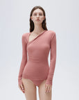 SUUKSESS Modal Cashmere Long Sleeve T Shirts for Women Ultralight Fall Fashion 2025 Trendy Asymmetric Neck Casual Tops-SUUKSESS-Dark Salmon-XS-SUUKSESS