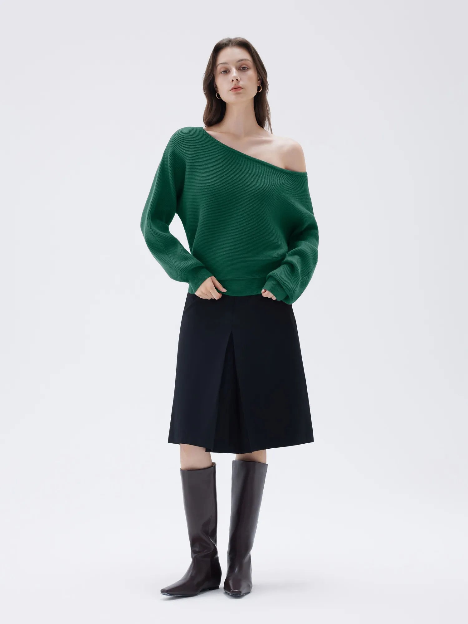 SUUKSESS Women Cashmere Oversized Off Shoulder Pullover Sweaters Boat Neck Long Sleeve Knit Jumpers Tops-SUUKSESS-SUUKSESS