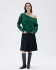 SUUKSESS Women Cashmere Oversized Off Shoulder Pullover Sweaters Boat Neck Long Sleeve Knit Jumpers Tops-SUUKSESS-SUUKSESS