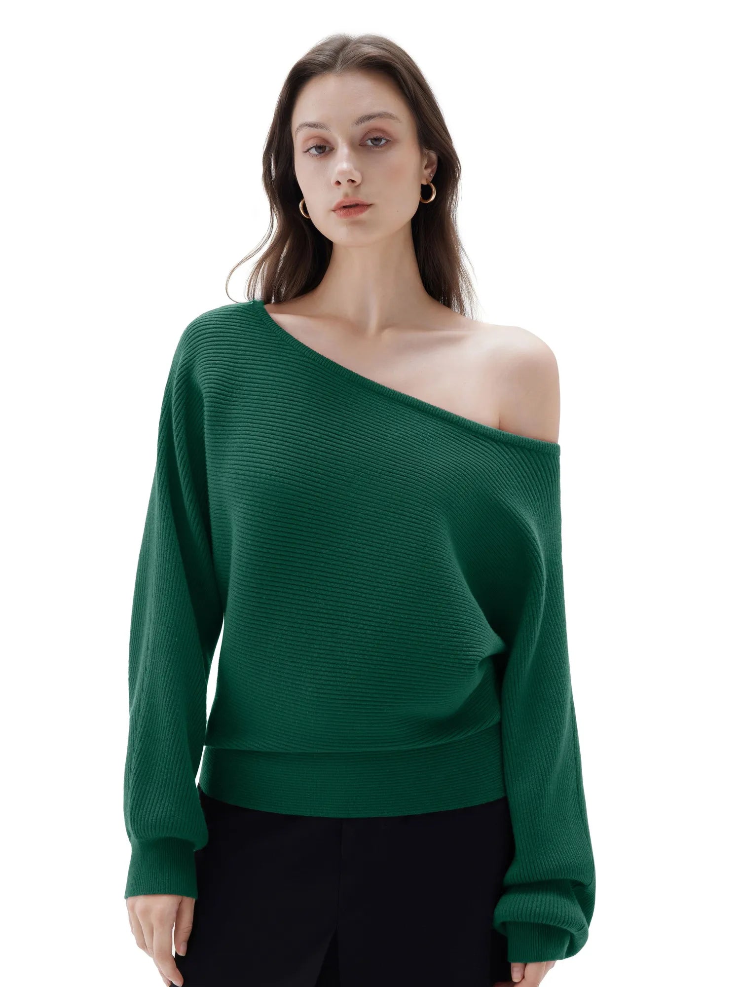 SUUKSESS Women Cashmere Oversized Off Shoulder Pullover Sweaters Boat Neck Long Sleeve Knit Jumpers Tops-SUUKSESS-SUUKSESS