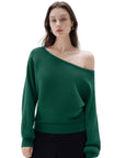 SUUKSESS Women Cashmere Oversized Off Shoulder Pullover Sweaters Boat Neck Long Sleeve Knit Jumpers Tops-SUUKSESS-SUUKSESS