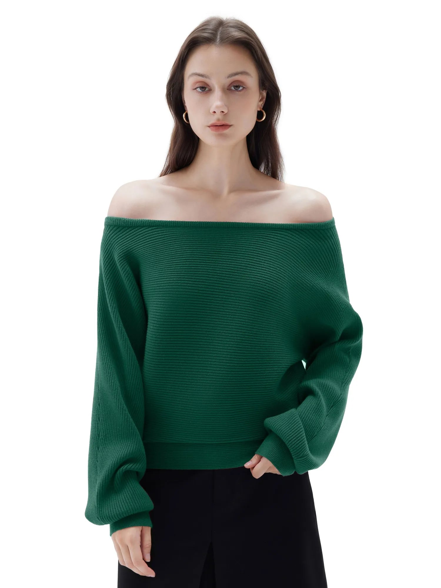 SUUKSESS Women Cashmere Oversized Off Shoulder Pullover Sweaters Boat Neck Long Sleeve Knit Jumpers Tops-SUUKSESS-SUUKSESS