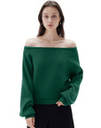 SUUKSESS Women Cashmere Oversized Off Shoulder Pullover Sweaters Boat Neck Long Sleeve Knit Jumpers Tops-SUUKSESS-SUUKSESS
