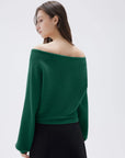 SUUKSESS Women Cashmere Oversized Off Shoulder Pullover Sweaters Boat Neck Long Sleeve Knit Jumpers Tops-SUUKSESS-SUUKSESS
