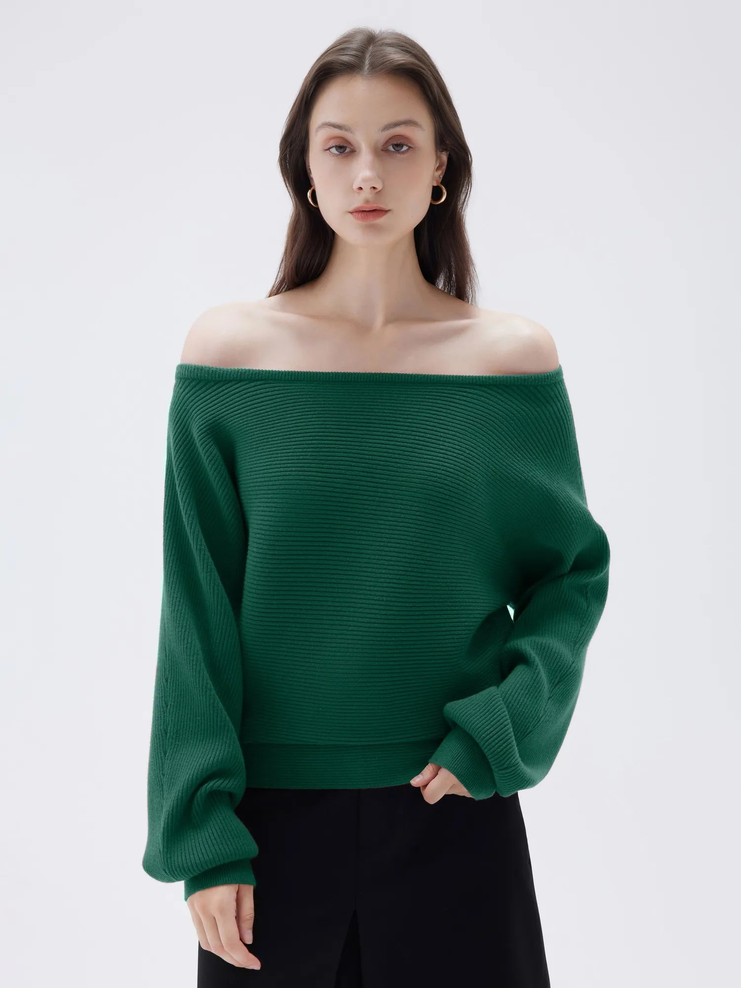 SUUKSESS Women Cashmere Oversized Off Shoulder Pullover Sweaters Boat Neck Long Sleeve Knit Jumpers Tops-SUUKSESS-SUUKSESS