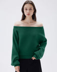 SUUKSESS Women Cashmere Oversized Off Shoulder Pullover Sweaters Boat Neck Long Sleeve Knit Jumpers Tops-SUUKSESS-SUUKSESS
