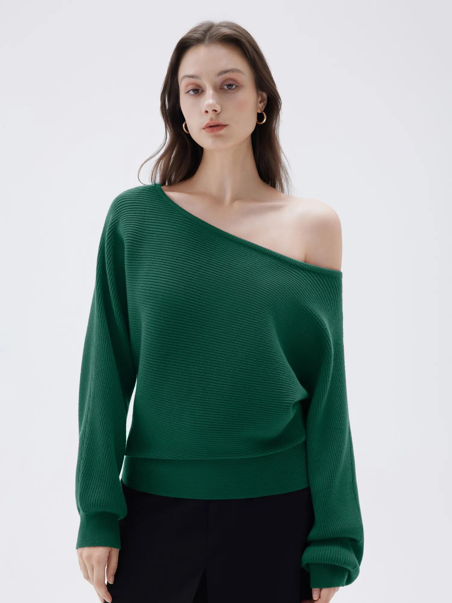 SUUKSESS Women Cashmere Oversized Off Shoulder Pullover Sweaters Boat Neck Long Sleeve Knit Jumpers Tops-SUUKSESS-SUUKSESS
