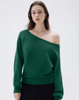 SUUKSESS Women Cashmere Oversized Off Shoulder Pullover Sweaters Boat Neck Long Sleeve Knit Jumpers Tops-SUUKSESS-SUUKSESS