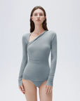 SUUKSESS Modal Cashmere Long Sleeve T Shirts for Women Ultralight Fall Fashion 2025 Trendy Asymmetric Neck Casual Tops-SUUKSESS-Slate Gray-XS-SUUKSESS