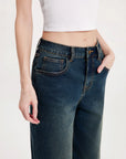 Mid-Rise Stretch Straight Leg Jeans-SUUKSESS-SUUKSESS