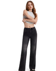 Mid-Rise Stretch Straight Leg Jeans-SUUKSESS-Black Grey-2-SUUKSESS