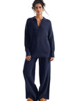 Waffle Knit Sweater Lounge Set-Clothing-SUUKSESS-Navy-XS-SUUKSESS