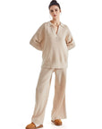 Waffle Knit Sweater Lounge Set-Clothing-SUUKSESS-SUUKSESS
