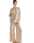 Waffle Knit Sweater Lounge Set-Clothing-SUUKSESS-SUUKSESS