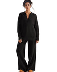 Waffle Knit Sweater Lounge Set-Clothing-SUUKSESS-Black-XS-SUUKSESS