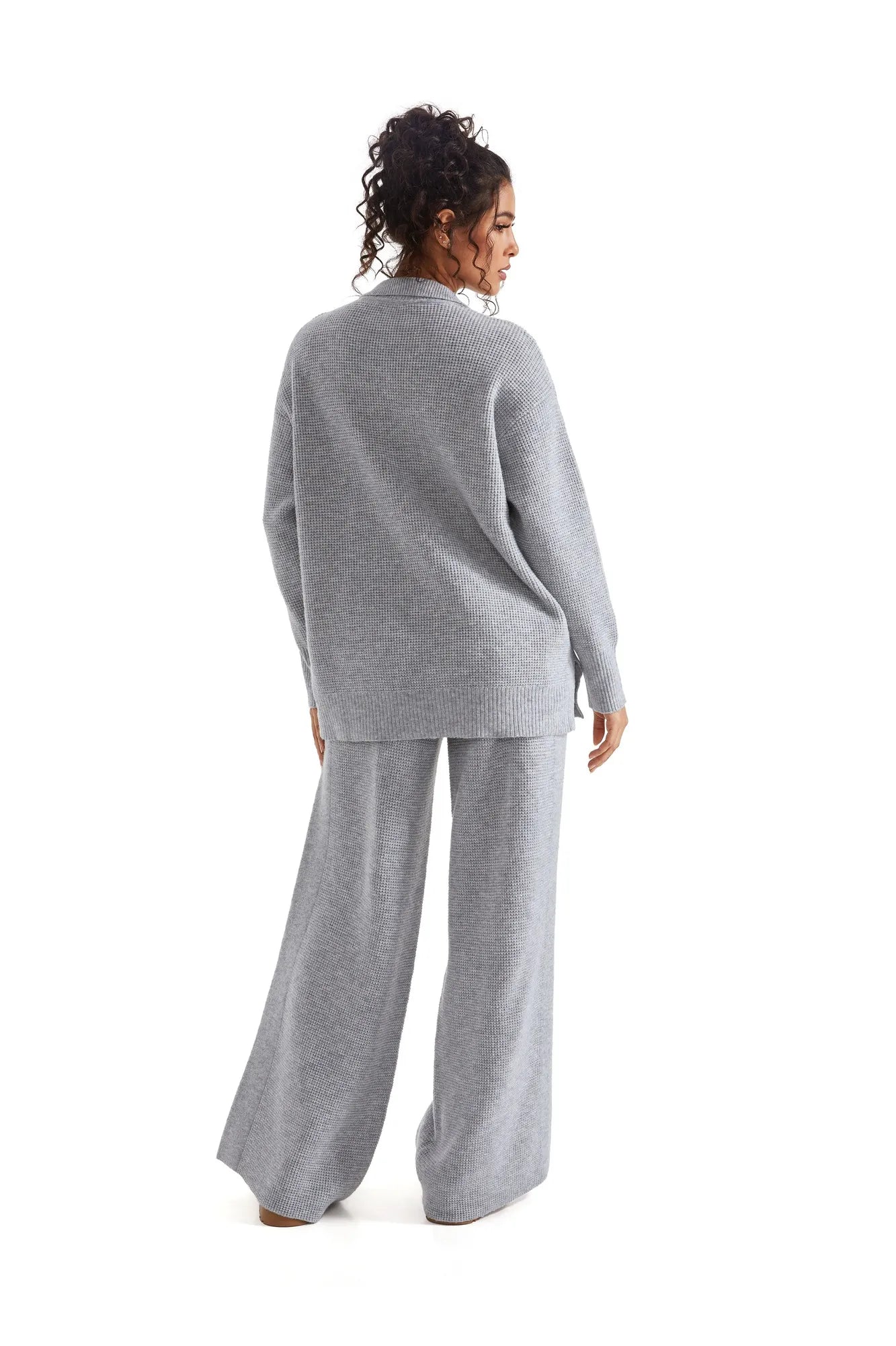 Waffle Knit Sweater Lounge Set-Clothing-SUUKSESS-SUUKSESS