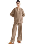 Waffle Knit Sweater Lounge Set-Clothing-SUUKSESS-SUUKSESS