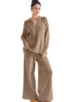 Waffle Knit Sweater Lounge Set-Clothing-SUUKSESS-SUUKSESS
