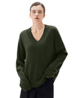 SUUKSESS Women Cashmere Oversized V Neck Pullover Sweaters Long Sleeve Jumpers-SUUKSESS-SUUKSESS