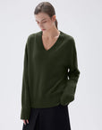 SUUKSESS Women Cashmere Oversized V Neck Pullover Sweaters Long Sleeve Jumpers-SUUKSESS-SUUKSESS