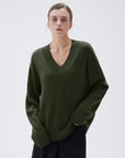 SUUKSESS Women Cashmere Oversized V Neck Pullover Sweaters Long Sleeve Jumpers-SUUKSESS-SUUKSESS
