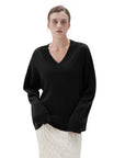 SUUKSESS Women Cashmere Oversized V Neck Pullover Sweaters Long Sleeve Jumpers-SUUKSESS-SUUKSESS