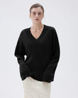 SUUKSESS Women Cashmere Oversized V Neck Pullover Sweaters Long Sleeve Jumpers-SUUKSESS-SUUKSESS