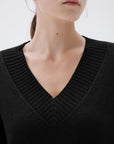 SUUKSESS Women Cashmere Oversized V Neck Pullover Sweaters Long Sleeve Jumpers-SUUKSESS-SUUKSESS