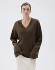 SUUKSESS Women Cashmere Oversized V Neck Pullover Sweaters Long Sleeve Jumpers-SUUKSESS-SUUKSESS